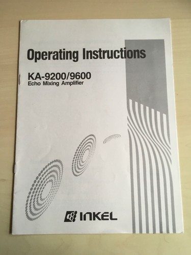 Inkel ka9200 ka9600 - inkel, operatin