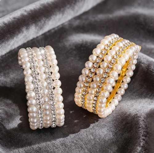 Bracciale apribile con perle - bracciale,
