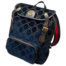 Gucci GG Marmont Velvet Zaino Blu – Velluto, Ottime Condizioni