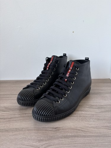 Prada sneakers black leather - black,