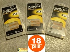 18 Batterie PILE DURACELL Activair 312 per Apparecchio PROTESI acustica PR41