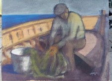 Dipinto olio su cartone a firma Constant Porcu 71 Sardegna