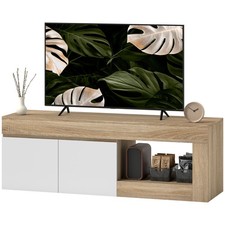 HOMCOM Mobile Porta TV 60" con Ripiano e Armadietto 2 Ante Legno Naturale