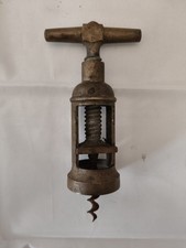 Cavatappi Antico A Doppia Elica, Due Colonne In Ottone FLY NUT Epoca Fine 1800