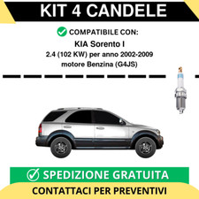 KIT 4 CANDELE per KIA Sorento I 2.4 102 kw anno 2002-2009
