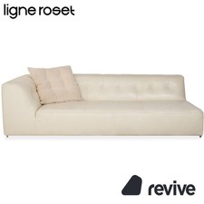 Sofa Couch Ligne Roset Malhoun In Pelle Beige Per Quattro Persone