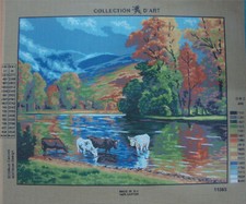 Canovaccio mezzopunto mezzo punto SENZA FILI 50x60 BERE AL FIUME