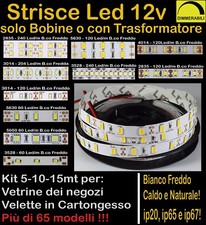 STRISCIA LED STRIP 12v 5-10-15mt anche WATERPROOF BOBINA LUCE DIMMERABILE 12Volt