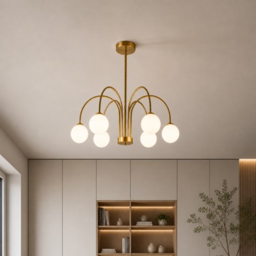 Lampadario moderno oro con - , 6