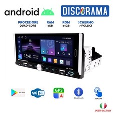 AUTORADIO ANDROID 4GB RAM 7 POLLICI 1 DIN STEREO CARPLAY ANDROID AUTO WIFI
