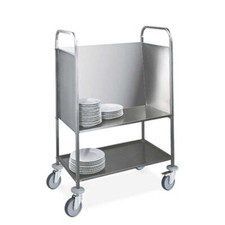 Carrello acciaio inox 2 piani per trasporto 200 piatti impilati cm.84x51xh.116 p