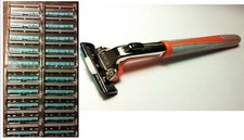 Rasoio originale Gillette Contour Plus testa acciaio inox nuovo in confezione originale + 20 lame 