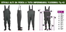 STIVALI ALTI  A SALOPETTE  DA PESCA/CACCIA   IMPERMEABILI FLESSIBILI Tg 43