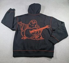 Felpa con cappuccio uomo True Religion Super T L ricamata Buddha full zip nera punto rosso