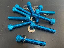 KIT 10 VITI IN ERGAL TESTA BRUGOLA CON RANELLA ACCIAIO ANODIZZATE BLU M6X35