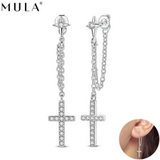 Orecchini a cerchio MULA 2025 croce nappa stella zirconi donna gioielli argento sterling 925