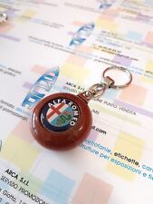 Portachiavi in legno laccato simil radica marchio Alfa Romeo vintage resinato