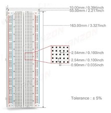 Piastra sperimentale BREADBOARD basetta 830 CONTATTI punti fori ARDUINO MB-102