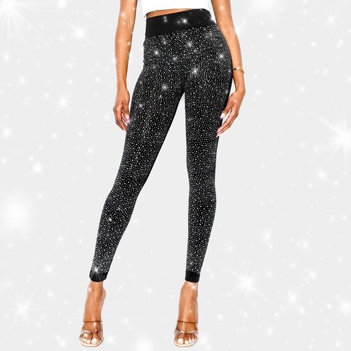 Leggings strass bling - strass, nero