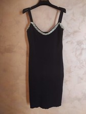 Vestitino nero donna con strass a girocollo