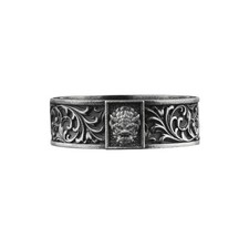 Anello fascia leone guardiano argento sterling ossidato mitologia cinese...