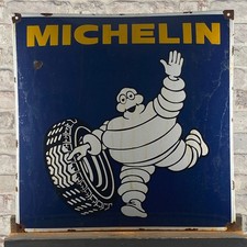 Insegna smaltata MICHELIN 19,7x19,7" (50x50 cm) grande insegna vintage serviz...