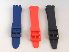 Cinturino per Swatch Gent 17 mm in silicone colori nero rosso e blu.
