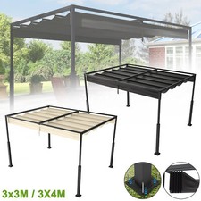 Pergola Gazebo 3x3m 3x4m con Tetto Regolabile in Tessuto Protezione Solare Impermeabile