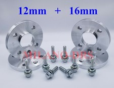 4 DISTANZIALI RUOTA 12+16mm PEUGEOT 2008 - 3008 - 5008 + BULLONE PIATTO OEM