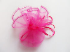  10pz sacchetti organza confetti bomboniere rotondo diam aperto 26cm fuxia