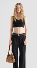 Canotta donna PRADA nera cotone crop nuova con etichette