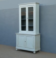 Credenza libreria buffet con alzata a vetri laccata Shabby Chic, L 118 cm!