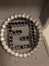 Fendi brooch logo zircon black - zircon,