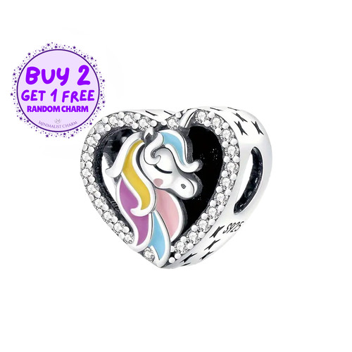 Ciondolo cuore unicorno - ciondolo, per