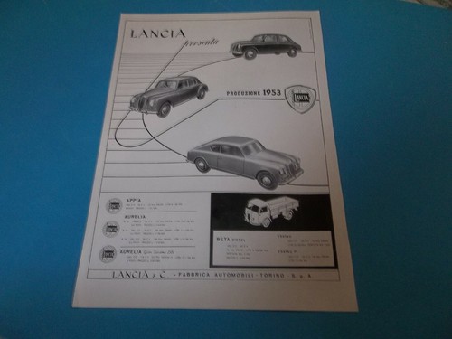 Pubblicita 1953 lancia - ,
