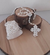 Rosario, coroncina, perle, sacchettino uncinetto,bomboniera,religione, preghiere