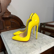Christian Louboutin Hot Chick 130 Titi Giallo Patent Pumps taglia 39