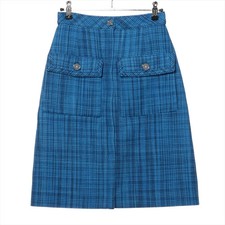 Gonna Chanel Coco Button 20C lana e nylon 34 donna blu tweed P62625V46600