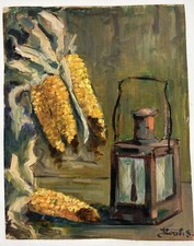 Quadro Natura Morta Firmato Olio Su Cartone 