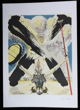 SALVADOR DALI Litografia Don Chisciotte Epoca Atomica FIRMATA Archi Carta