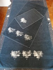 Set 3 asciugamani blu 100% cotone