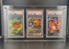 SUPPORTO ACRILICO 3 CARTE CUSTODIA STAND PSA ESPOSITORE POKEMON ONE PIECE YUGI