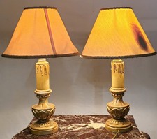 Coppia di lampade da tavolo- Legno meccato- Paralume vintage anni '70