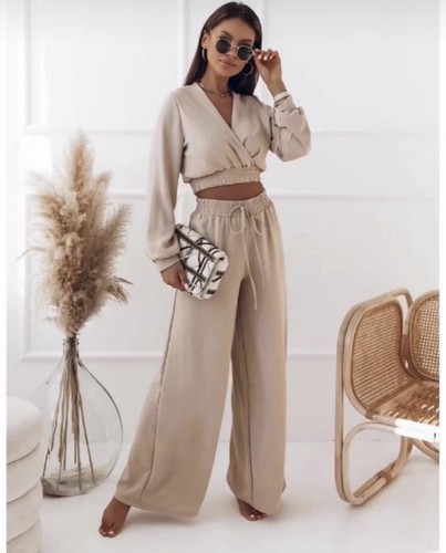 Pantaloni donna beige palazzo