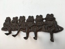 Appendino da parete per strofinacci cucina in ghisa con ranocchie 5 ganci