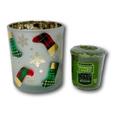 Yankee Candle Calze di Natale Porta Votivo con Vischio Votivo