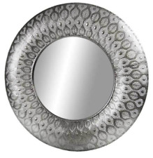 SPECCHIO DA PARETE TONDO IN METALLO CORNICE COLOR ARGENTO CLASSICO MODERNO 89 cm