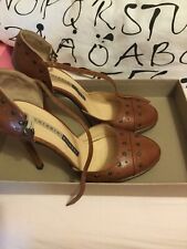 scarpa alta con cinturino alla caviglia color cuoio marca Chiarini Bologna tg 37