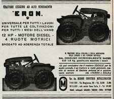 PUBBLICITA' 1952 TRATTORE LEGGERO ERON 12HP MACCHINE AGRICOLE MERONI TORINO