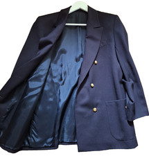 Blazer M&S QUIET LUXURY blu navy 100% LANA taglia 12-14 (busto 102-106 cm)